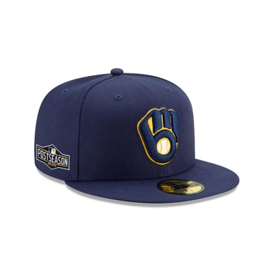 Milwaukee Brewers Gorra | New Era MLB Postseason Side Patch 59fifty Fitted Cap Mexico - Azules